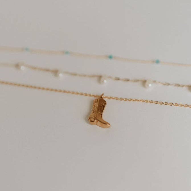 Dolly Boot Necklace – Gold Cowboy Boot Charm Necklace