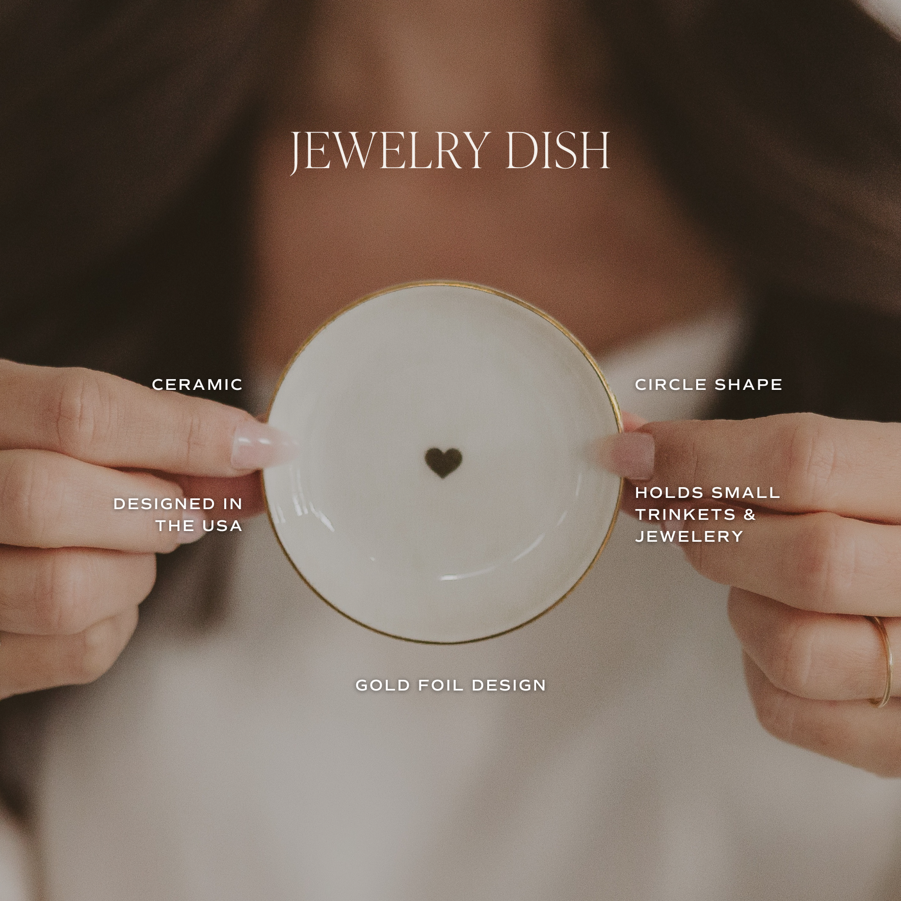 Gold Heart Jewelry Dish – Ceramic Heart Ring Dish