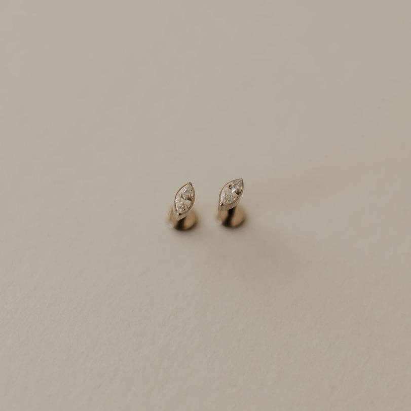 Zoe Marquise Diamond Flat Back Stud Earrings – Gold Ear Stack Studs