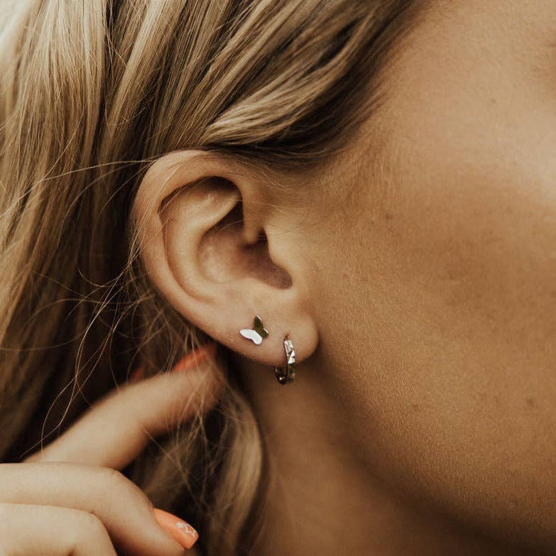 Sydney Hammered Hoop Earrings – Gold or Silver Huggies