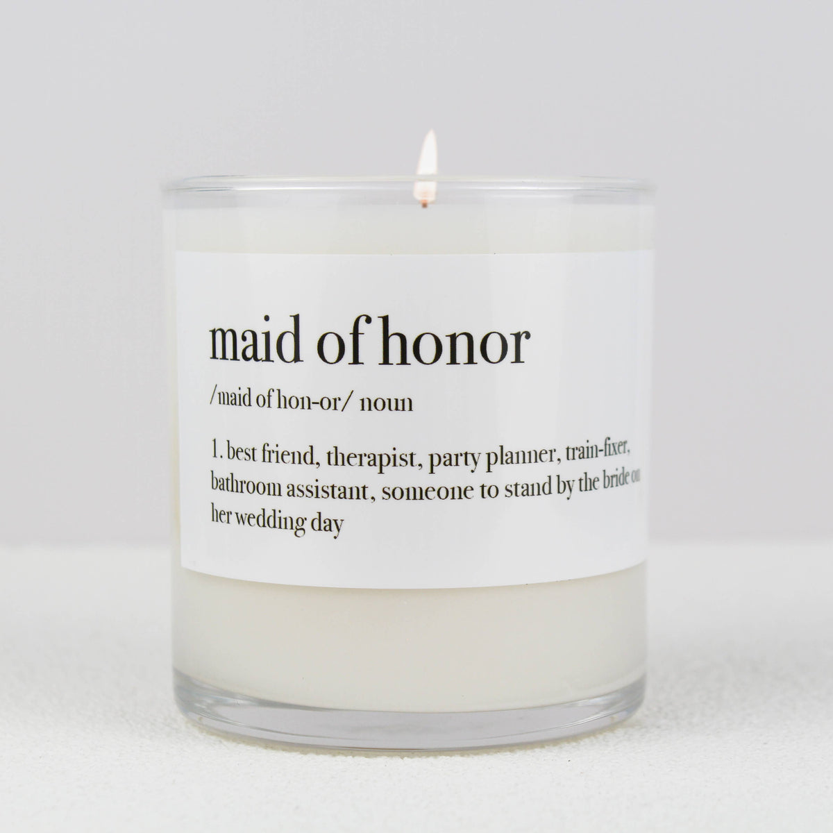 Maid of Honor Definition Soy Candle