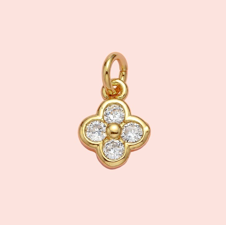 ✨ CZ Quatrefoil Clover Charm