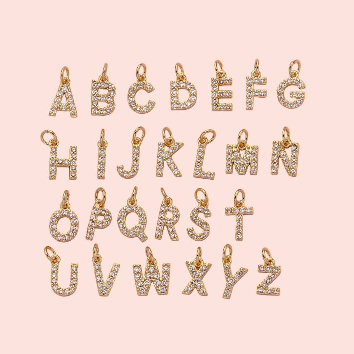 ✨ Gold Pavé Initial Charm