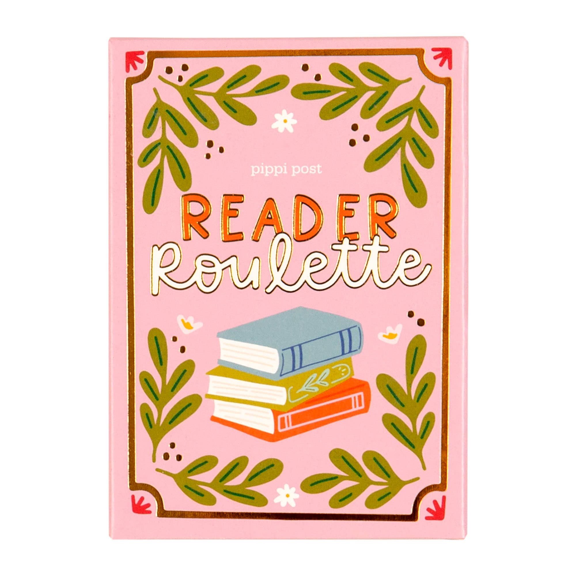 Reader Roulette reading challenge card game in decorative gift box.