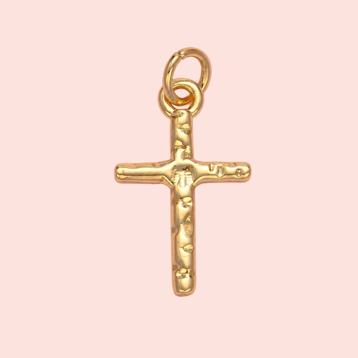 ✨ Gold Hammered Cross Charm