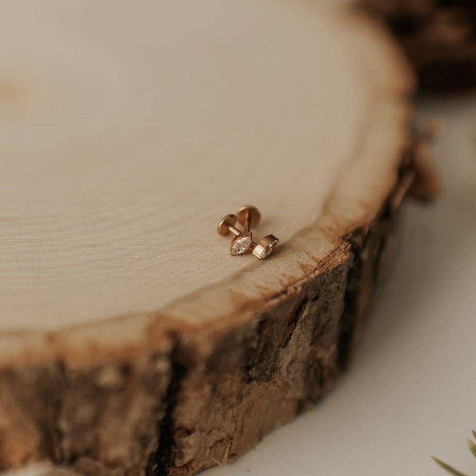 Zoe Marquise Diamond Flat Back Stud Earrings – Gold Ear Stack Studs