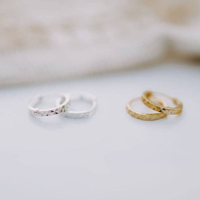 Sydney Hammered Hoop Earrings – Gold or Silver Huggies