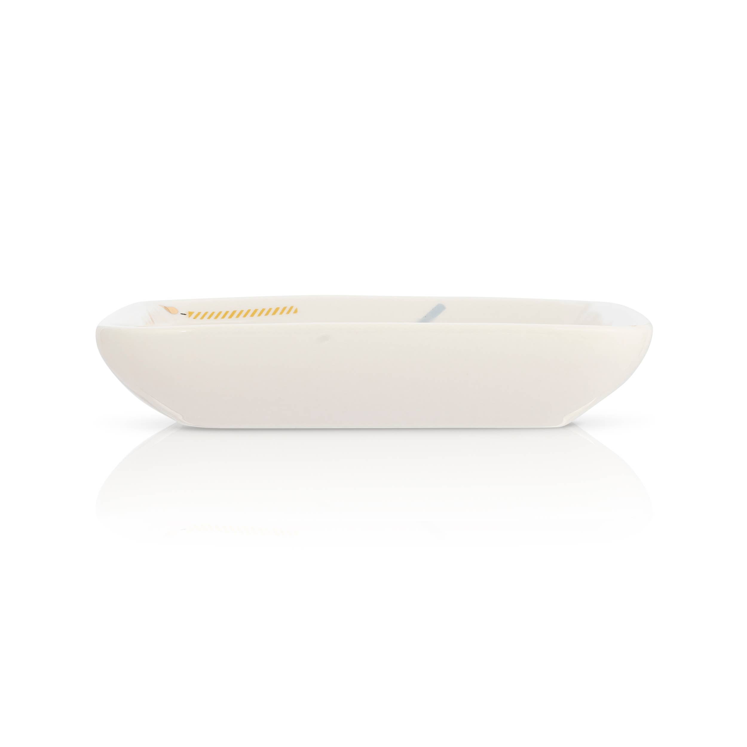 White electronic device with a brand logo on a white background