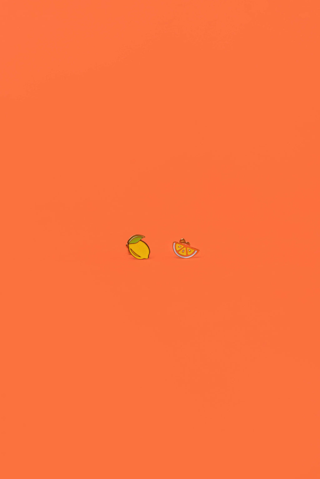 Lemon Enamel Flat Back Kids Earrings