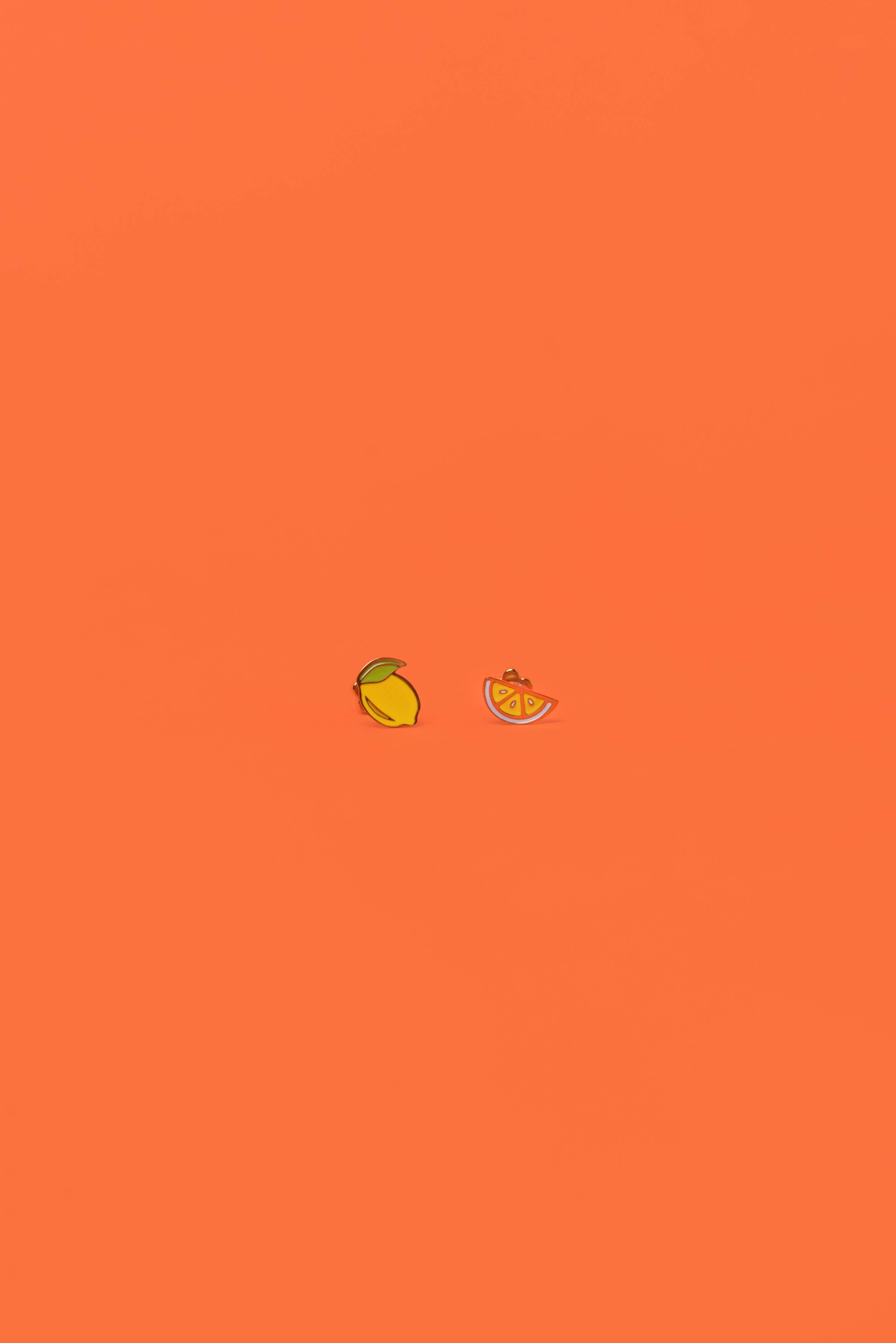 Lemon Enamel Flat Back Kids Earrings
