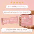 Milk to the Max Oatmeal Chocolate Chip Lactation Bar by Boobie Superfoods, bestselling breastfeeding supplement with over 7,000 five-star reviews for postpartum and nursing moms.