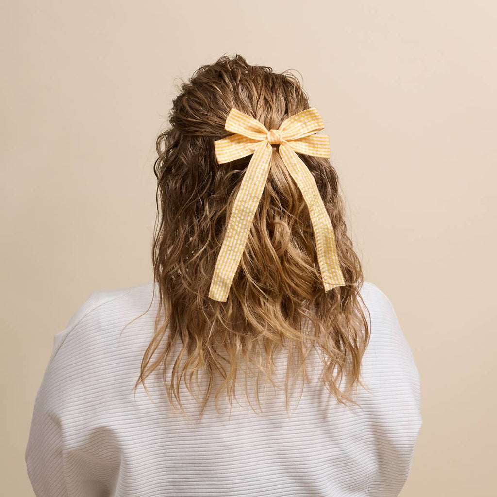 Double Take Hair Bow - Gingham Yellow