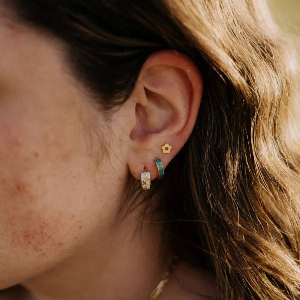 Flower Flat Back Stud Earrings – Gold Floral Ear Stack Studs