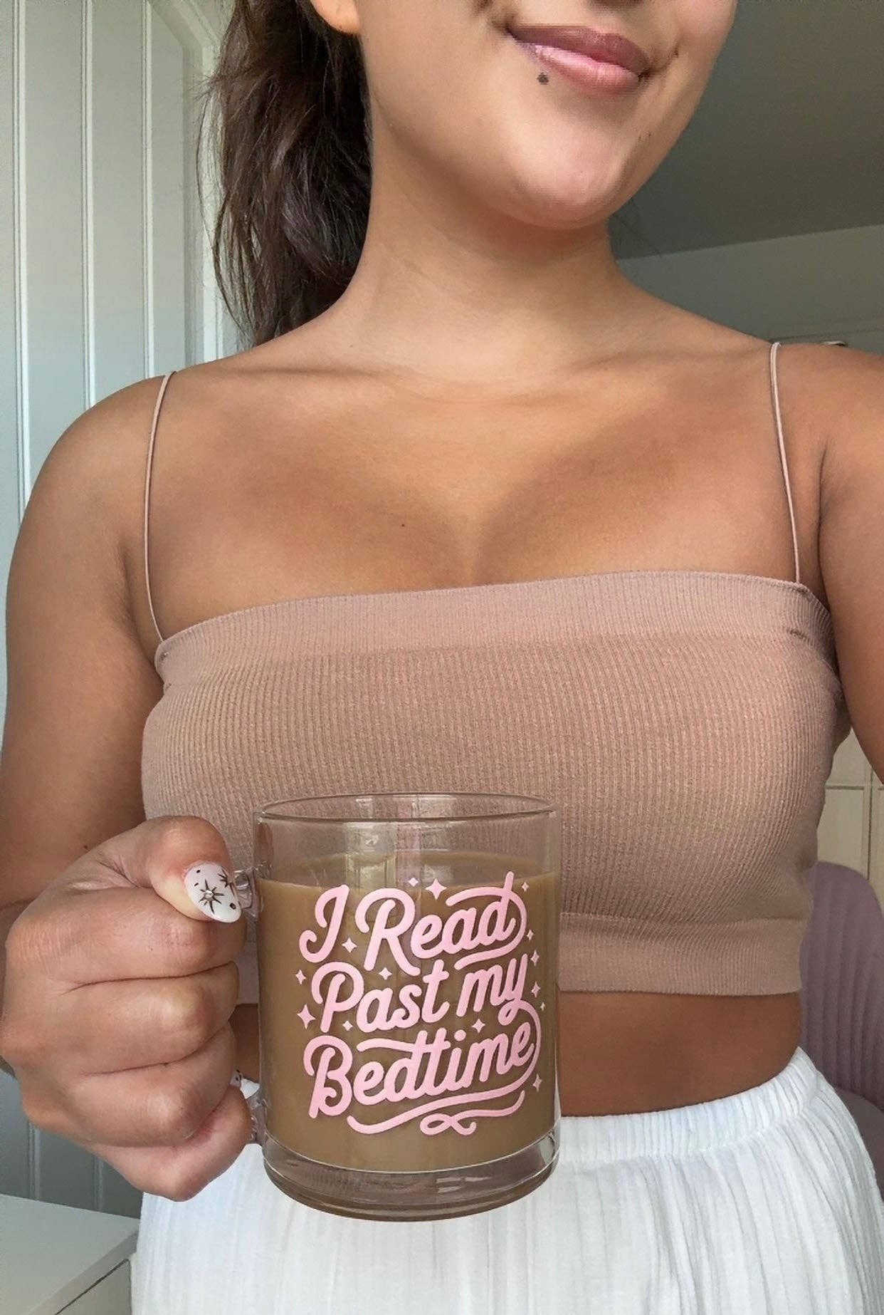 Read Past My Bedtime Bookish Glass Mug