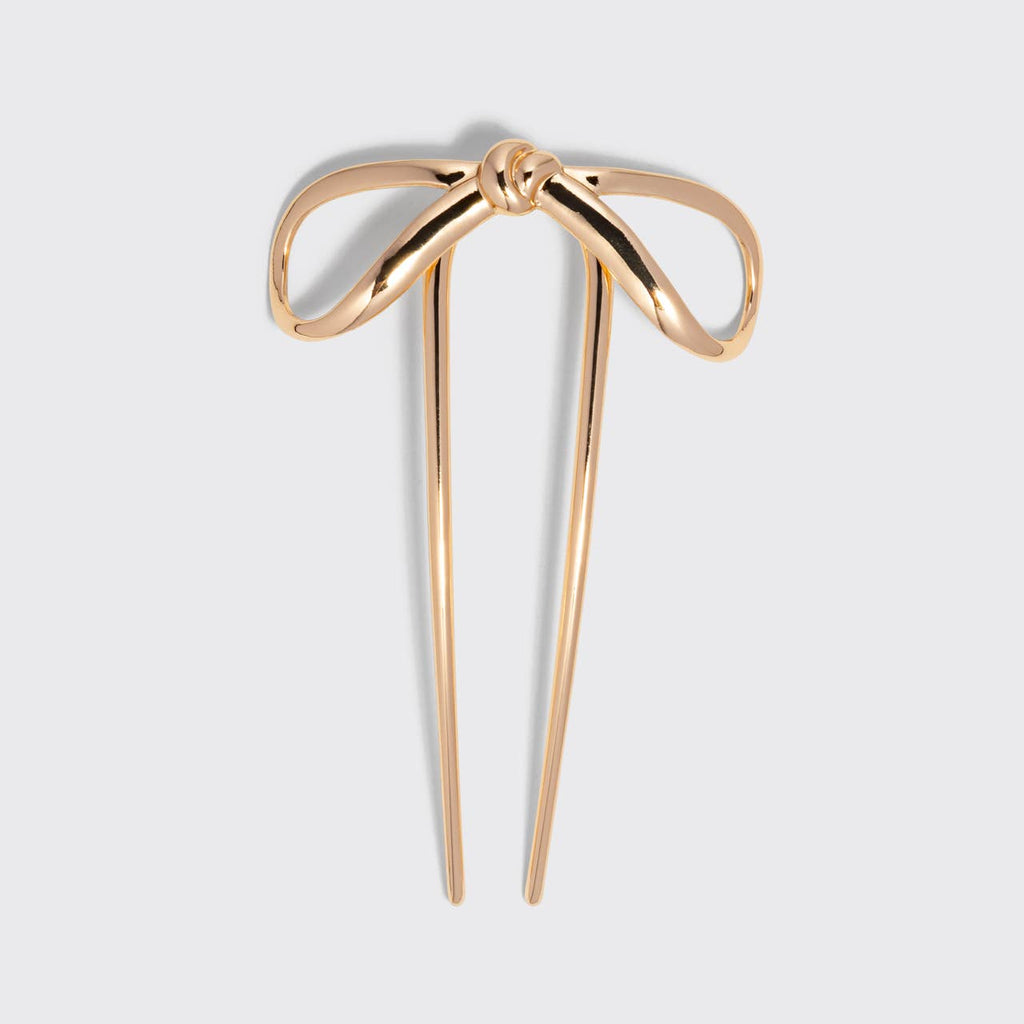 Gold Bow French Hair Pin – Metal Hair Accessory – Gift for Her