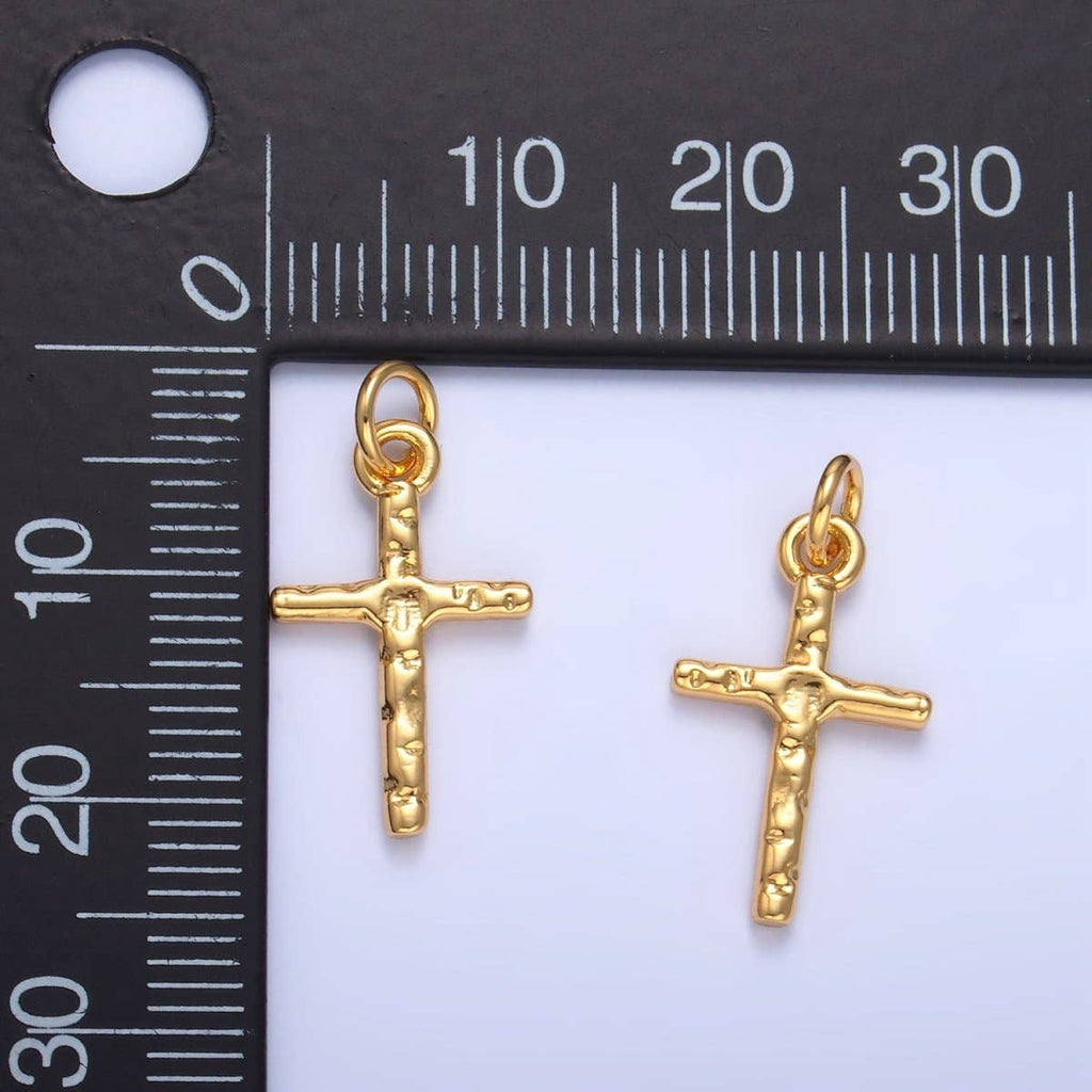 ✨ Gold Hammered Cross Charm