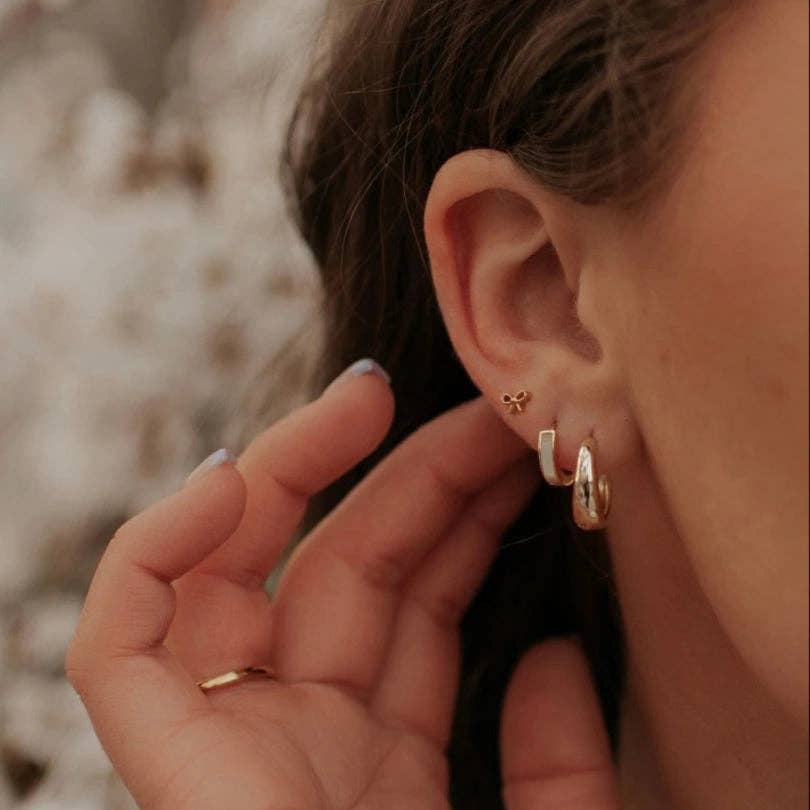 Bow Flat Back Stud Earrings – Gold Bow Ear Stack Studs
