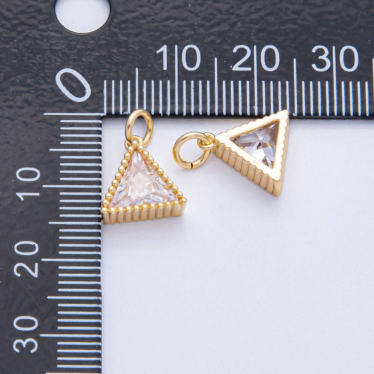 ✨ Triangle Ribbed CZ Charm
