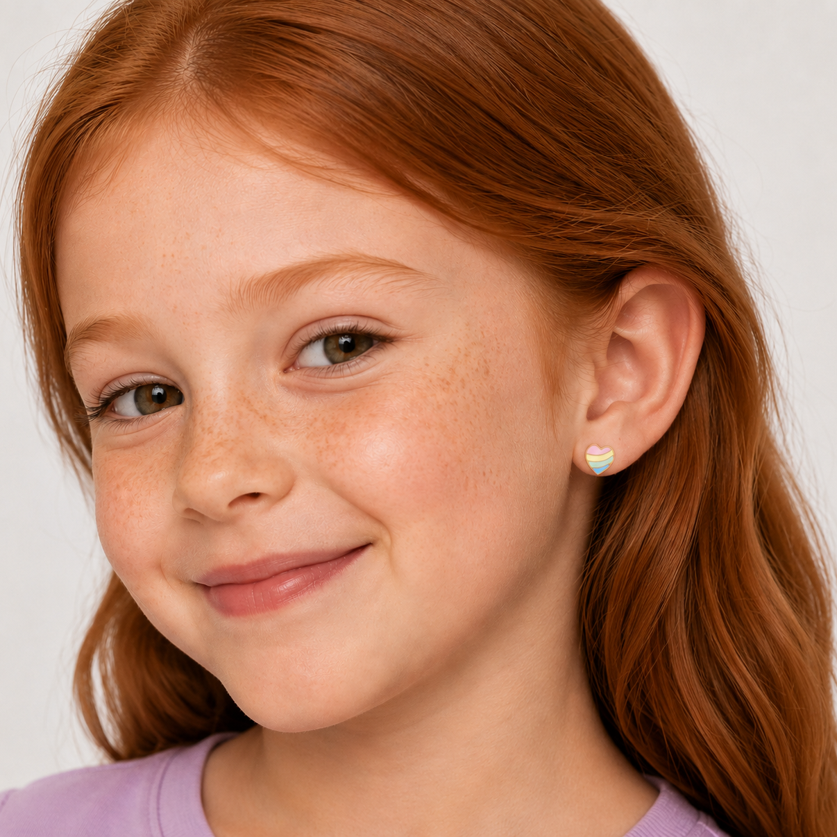 Heart Enamel Flat Back Kids Earrings
