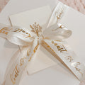 Luxury Christian sympathy gift box with handwritten note card, premium magnetic gift box, and custom Heart & Bow satin ribbon