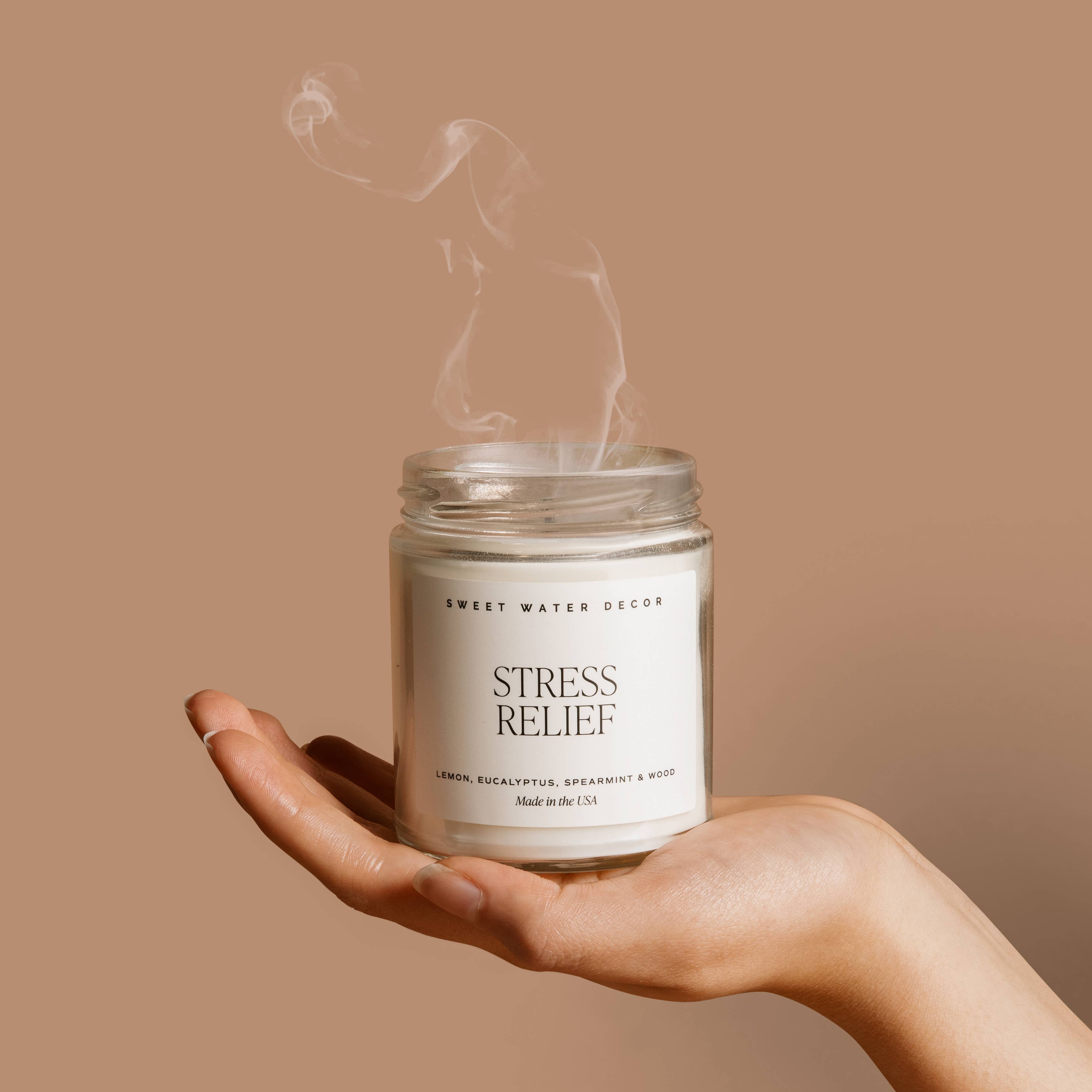 Stress Relief Soy Candle – Eucalyptus & Spearmint | 9 oz Clean Burning Candle