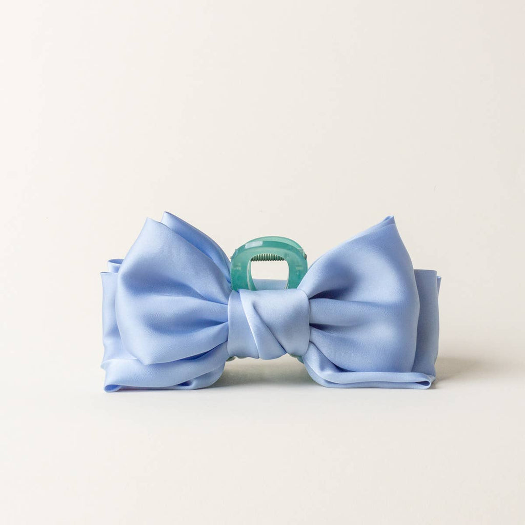 Satin Bow Claw Clip – Blue