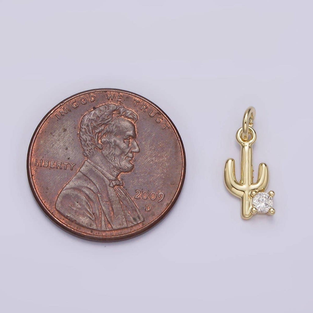 💛Mini Desert Cactus CZ Charm