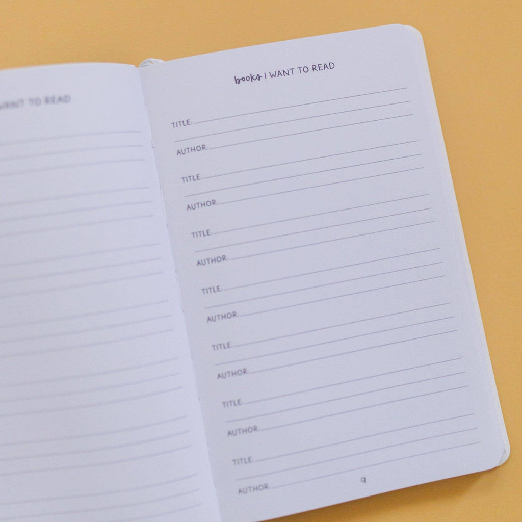 Interior reading log pages inside the Reading Tracker Mini Journal.
