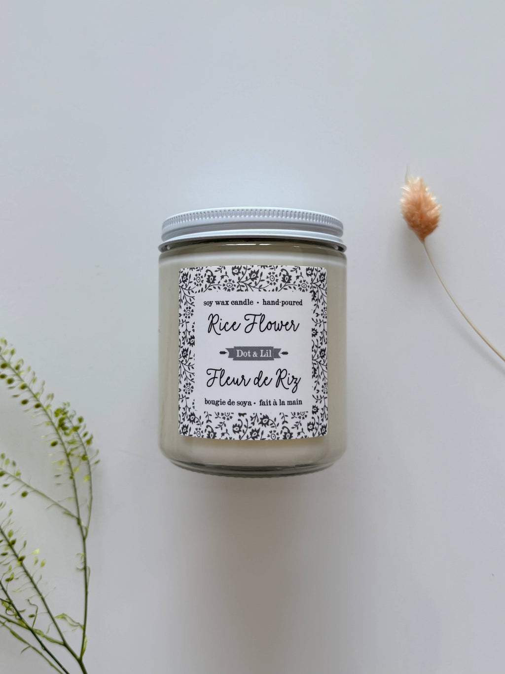 Rice Flower Candle – Hand Poured Soy Botanical Candle