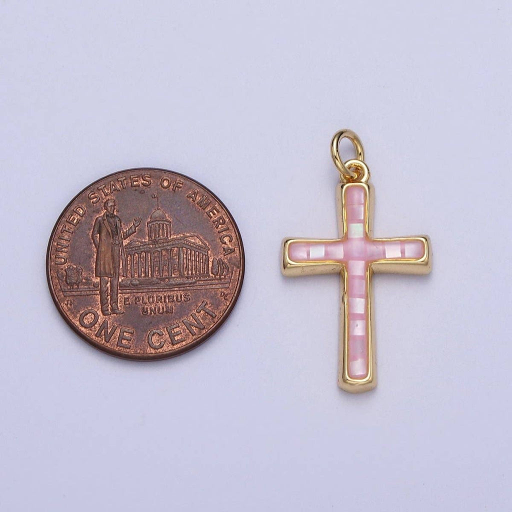 Shell Opal Cross Charm
