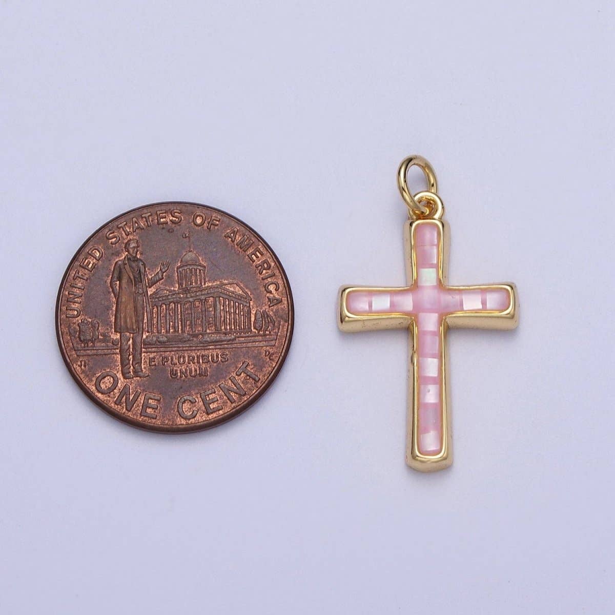 Shell Opal Cross Charm