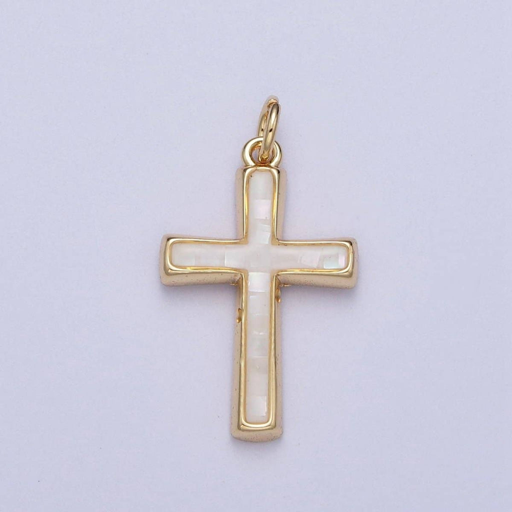 Shell Opal Cross Charm
