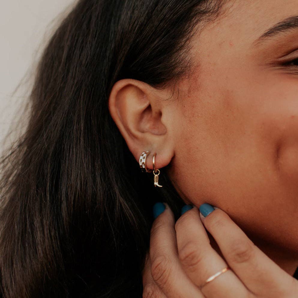 Dolly Boot Hoop Earrings – Gold Cowboy Boot Huggie Earrings