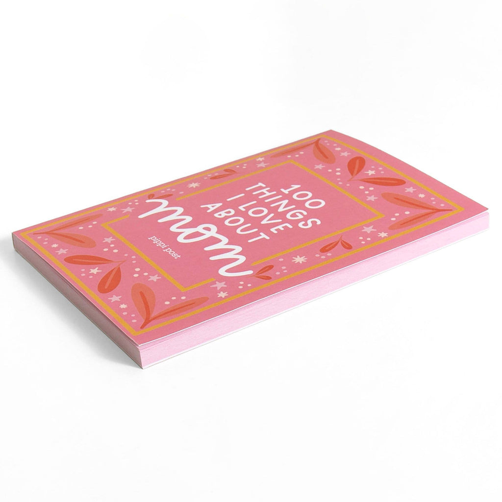100 Things I Love About Mom paperback journal shown from an angled side view.