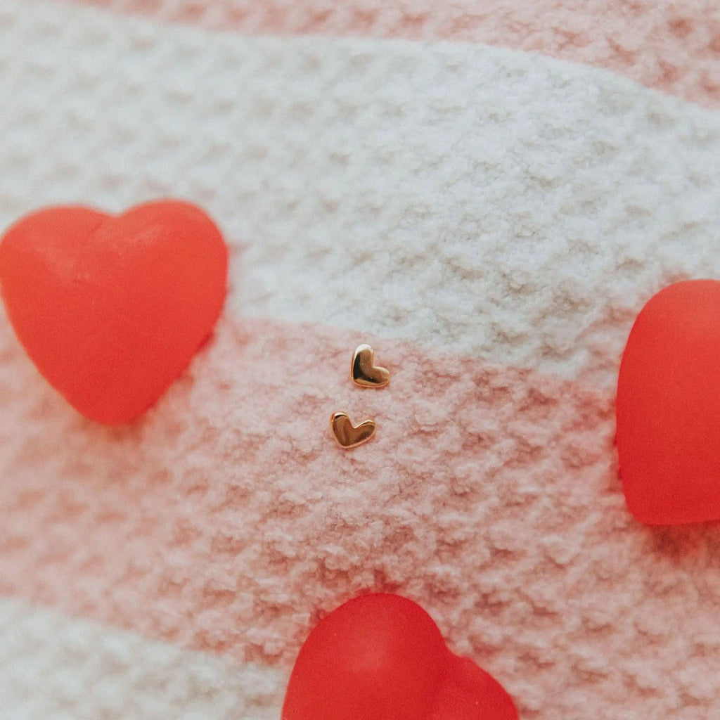 Mini Heart Stud Earrings – Gold Dainty Heart Studs
