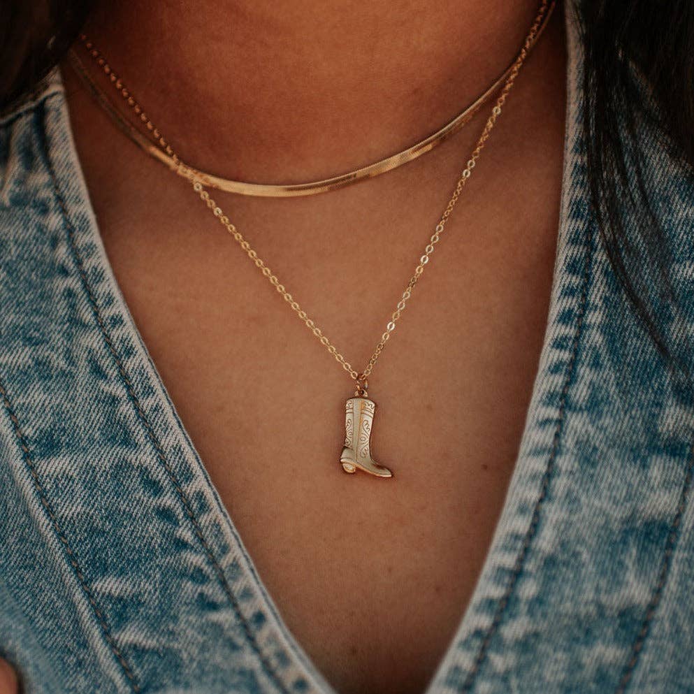 Dolly Boot Necklace – Gold Cowboy Boot Charm Necklace