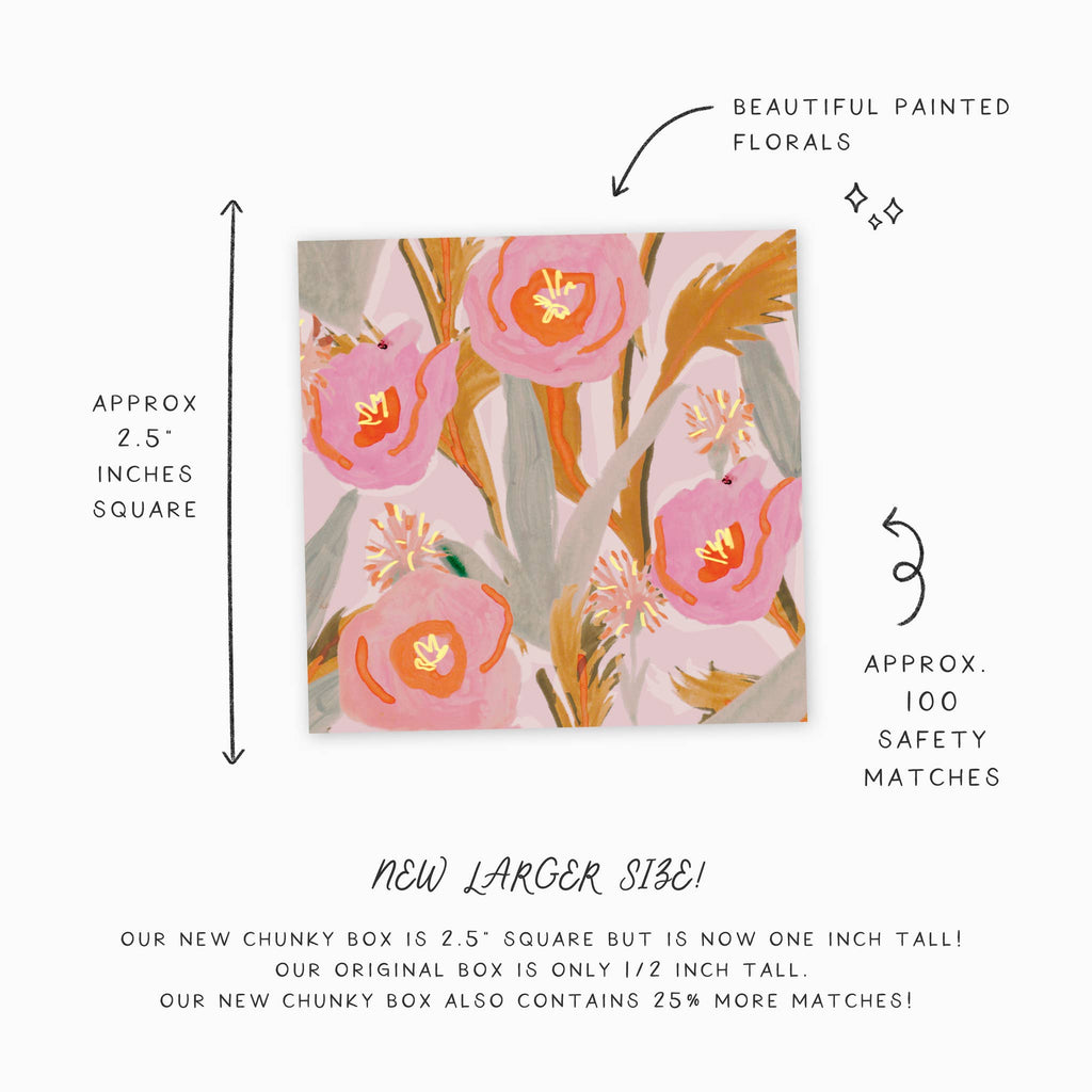 Painted Pink Floral Matchbox – Decorative Safety Matches