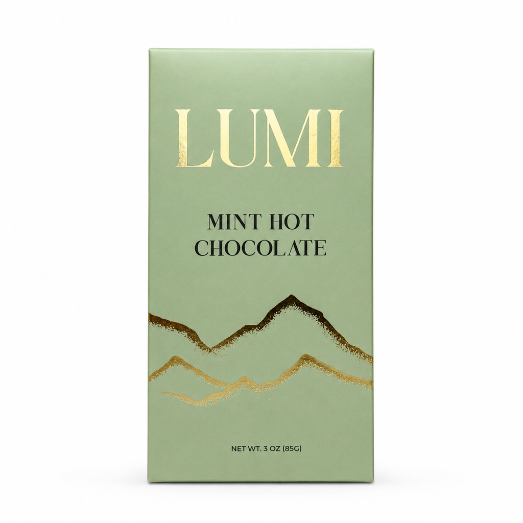LUMI Mint Hot Chocolate packaging on a white background