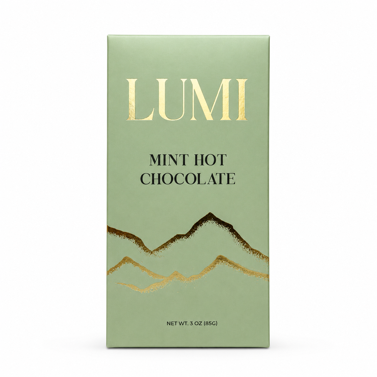 LUMI Mint Hot Chocolate packaging on a white background