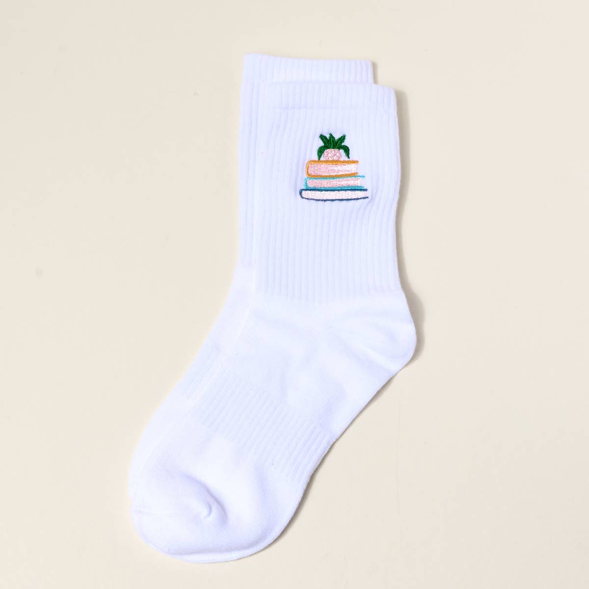 Book Nook - Embroidered Crew Socks