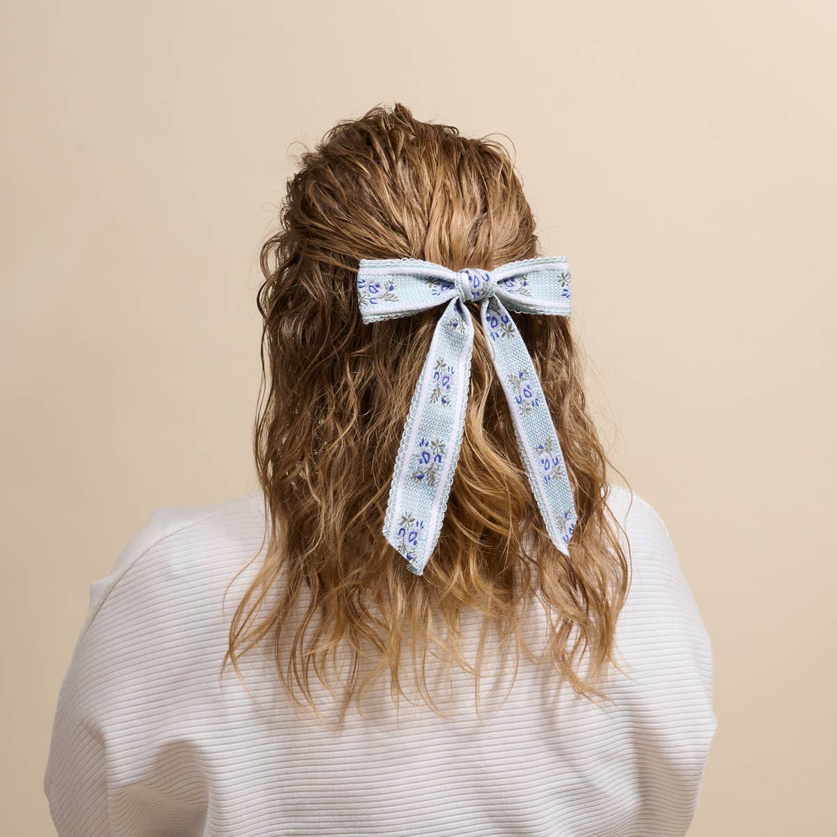 Heirloom Rosette Hair Bow–Blue