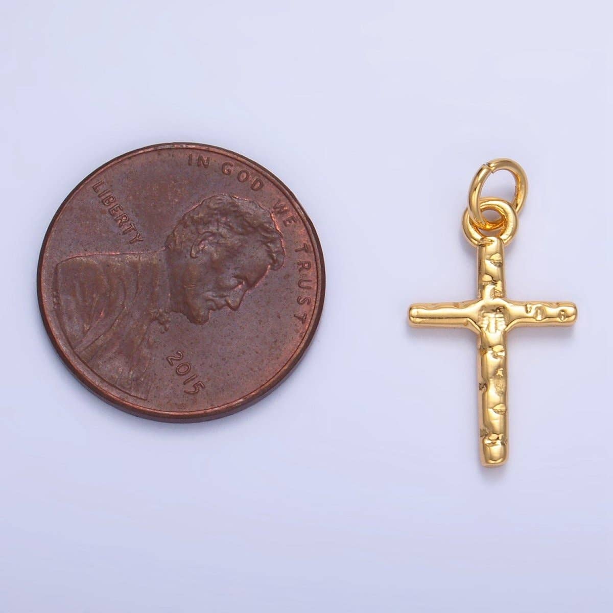 ✨ Gold Hammered Cross Charm