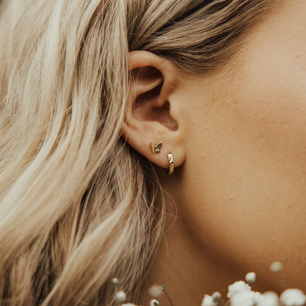 Sydney Hammered Hoop Earrings – Gold or Silver Huggies