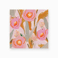 Floral pattern with pink flowers and green leaves on a light pink background