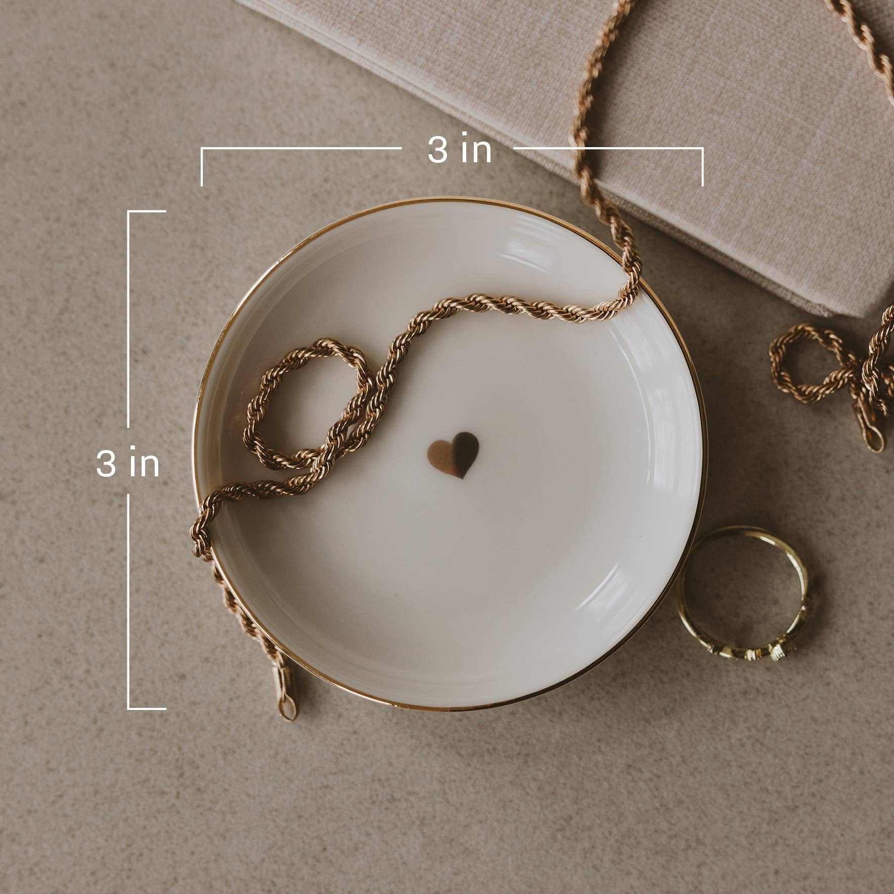 Gold Heart Jewelry Dish – Ceramic Heart Ring Dish