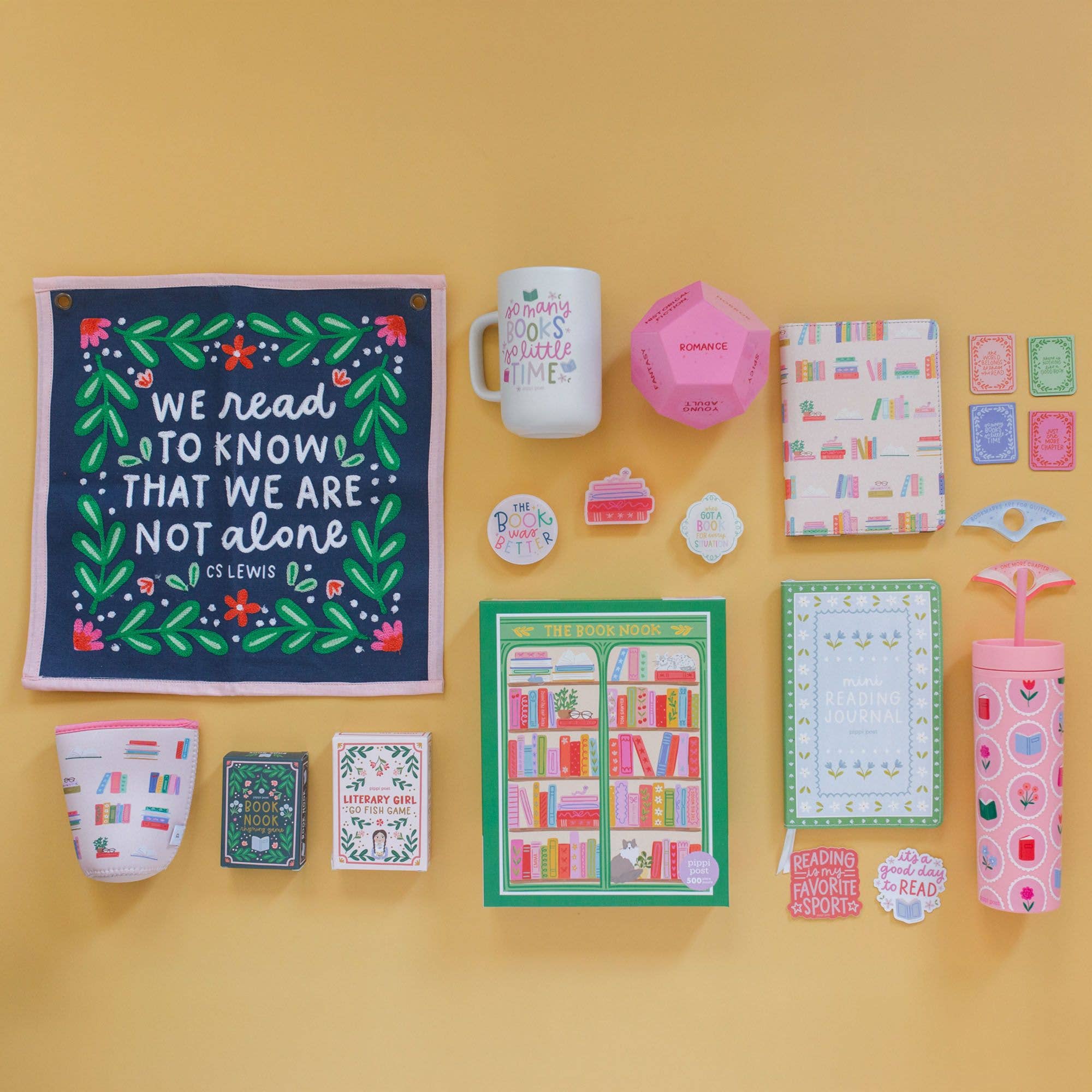 Reading Tracker Mini Journal displayed with coordinating book lover stationery and accessories.