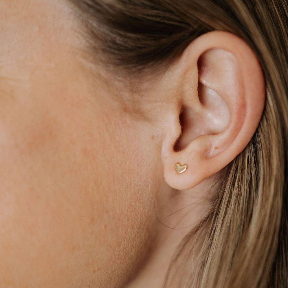 Mini Heart Stud Earrings – Gold Dainty Heart Studs