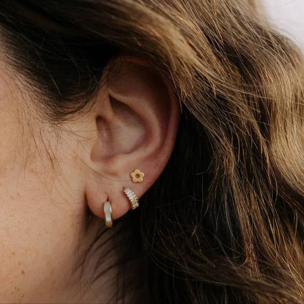 Flower Flat Back Stud Earrings – Gold Floral Ear Stack Studs