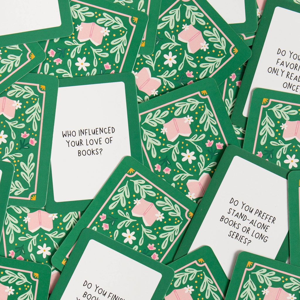 Green Book Club Ice Breakers storage tin with 50 conversation starter cards.
