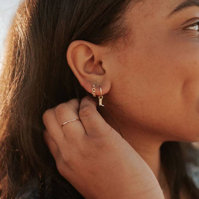 Dolly Boot Hoop Earrings – Gold Cowboy Boot Huggie Earrings